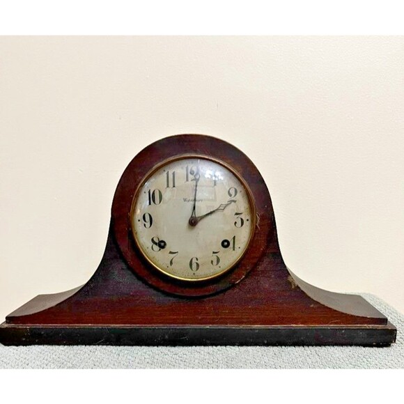 Antique Waterbury DuoTone 8 Day Time and Chime Mantle Clock